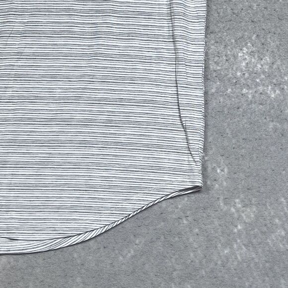 Athleta T Shirt Medium Gray Striped Cloudlight Stratus Tee Stretch Cap Sleeve - Picture 5 of 11